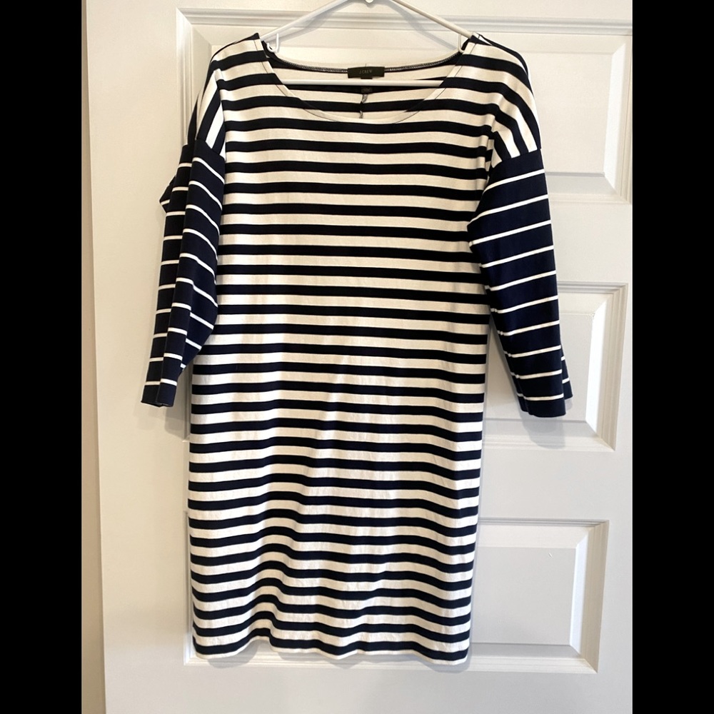 Jcrew navy and white striped dress